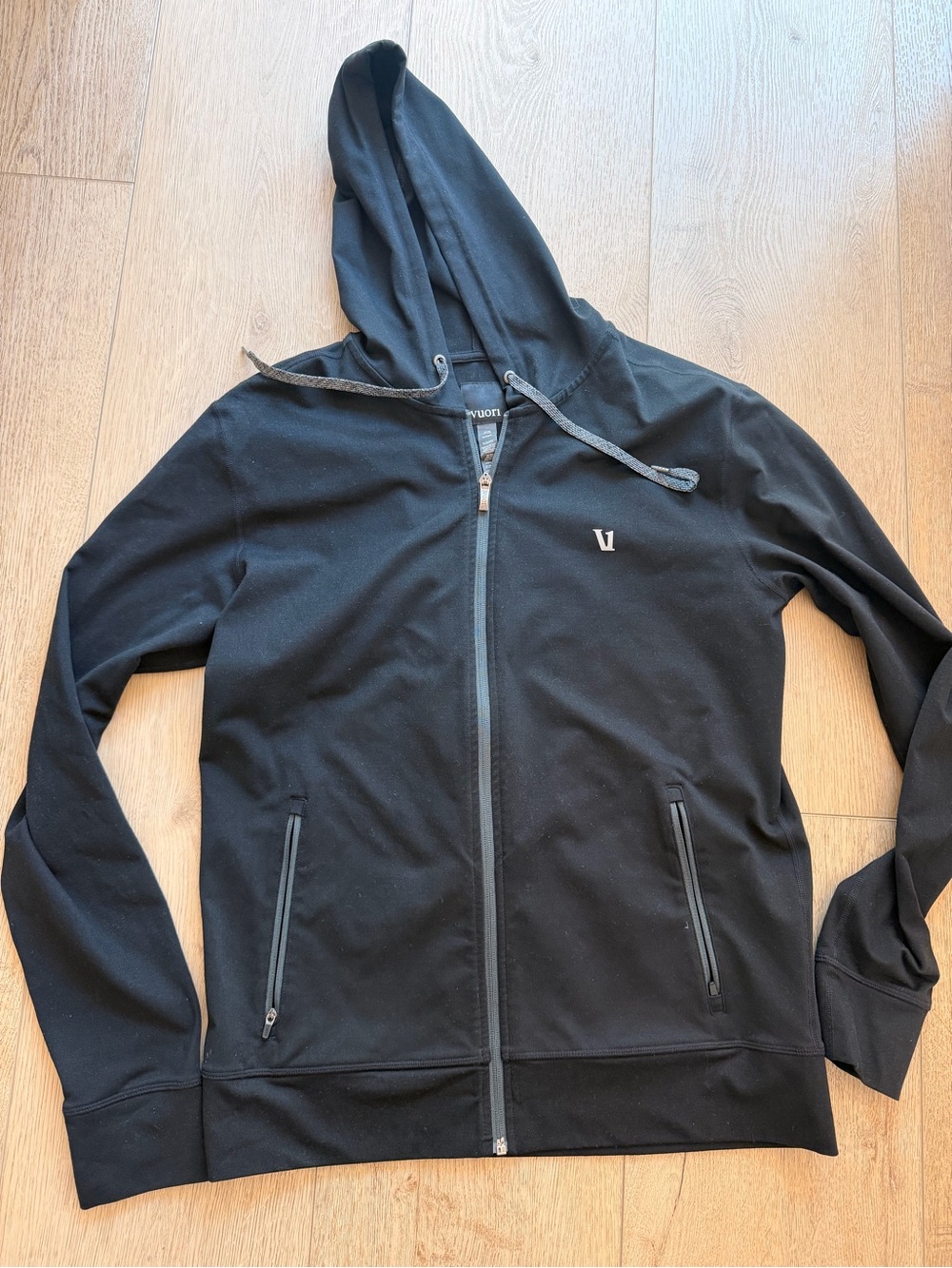 Vuori Black Lightweight Zip-Up Hooded Jacket
